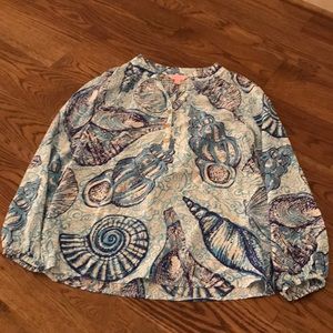 Like NEW Lilly Pulitzer Elsa Top Sky Blue Seashell